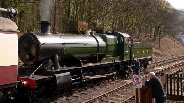 Steam train on the battlefield line