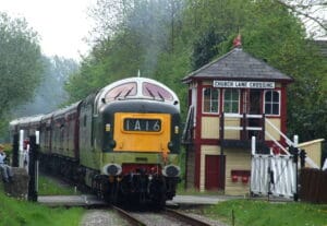 D9016 at church lane crossing on peak rail