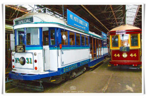 Vintage trams, bendigo tramways museum & depot, tramways avenue, bendigo, victoria, australia