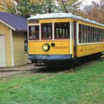 Yellow single truck vintage cutey at the connecticut trolley museum